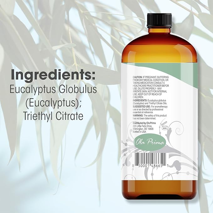 Ola Prima Eucalyptus Essential Oil 16oz Bulk – Therapeutic Grade for Aromatherapy, Diffuser, Stress Ease & Cleaning - Essential Oils - Bloomnest