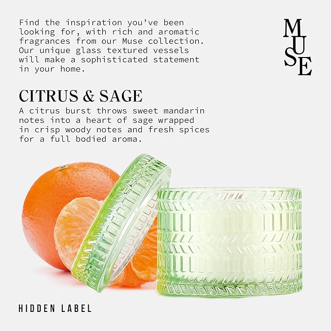 Sage Citrus Scented Candles, Crackling Wood Wick Soy Candle, 7.4 oz Natural Candles Non Toxic, 55 Hours Clean Burn | Aromatherapy Candle | Gift-Ready for Hosts & Gatherings - Bloomnest