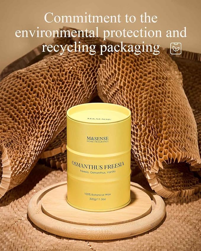 M&SENSE Osmanthus Freesia Scented Candles Natural Non Toxic, Aromatherapy Candle for Stress Relief Meditation Relaxing, Housewarming Gifts for Women Men, 11.3oz 70 Hour Long Burning - Bloomnest