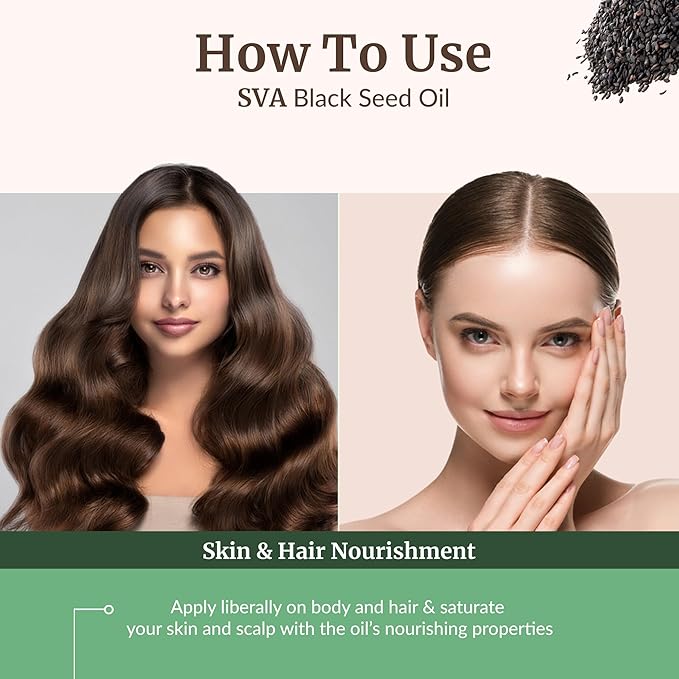 SVA Black Seed Oil - 4 Fl Oz – 100% Natural Cold Pressed Black Seed Oil - for Face, Skin Care, Hair Care, Scalp Massage & Body Massage – Carrier Oil with Dropper - Bloomnest