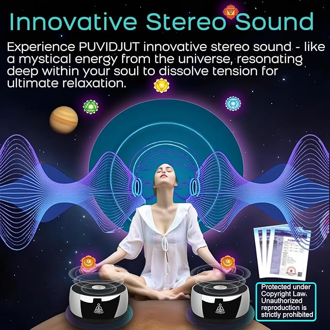 Sound Frequency Instruments, Meditation Tone TWS Machine- Solfeggio Bath Device for Yoga, Mindfulness, Singing Therapy System of Chakra Relaxation and Stress 5 Tones, 3 Timer Modes PUVIDJUTMEDITATIONMACHINE