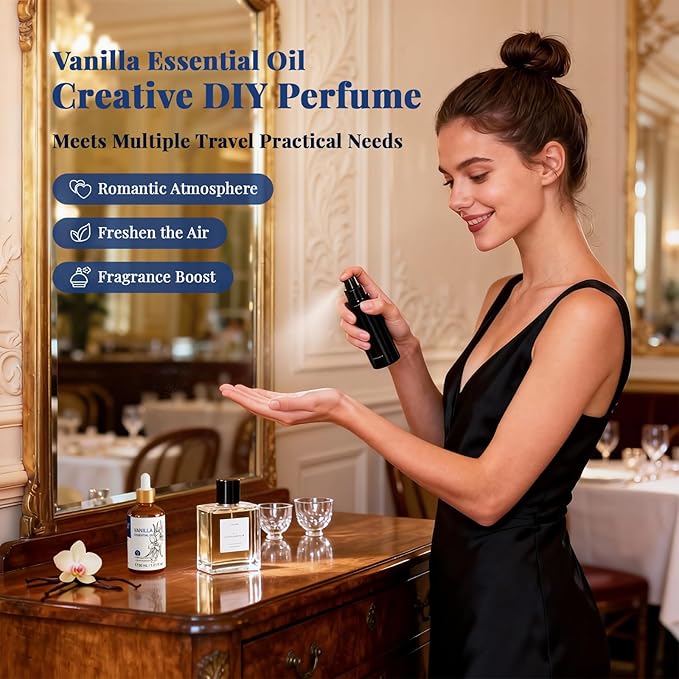 HIQILI 1 Fl Oz Vanilla Essential Oil, Undiluted Natural Strong Fragrance Add in Skin Perfume, Unscented Lotion, Candle Soap Making Scent, Relax at Home with Diffuse Warm Sweet Aroma - Bloomnest