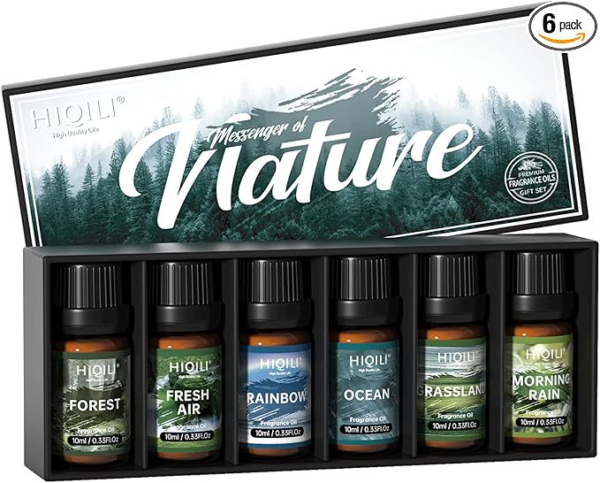 HIQILI Nature Fragrance Oil 6x10ml, Scented Oil for Candle Scents Soap Making & Diffuser, Essential Oils Set for Soy Candles Slime Home Car Aromatherapy, for Men Women Halloween Thanksgiving - Bloomnest