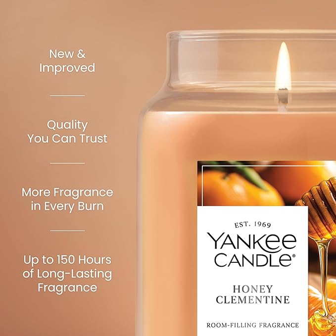 Yankee Candle Honey Clementine Scented Candle, 22oz Large Jar with up to 150 Hour Burn Time, Giftable - Bloomnest