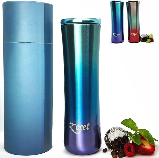 Tea Infuser & All Purpose Thermos Bottle-316 Stainless Steel Insulated Tea Infuser Tumbler for Loose Leaf Tea, Iced Coffee and Fruit-Infused Water- Leakproof Tea Tumbler With Infuser-15oz