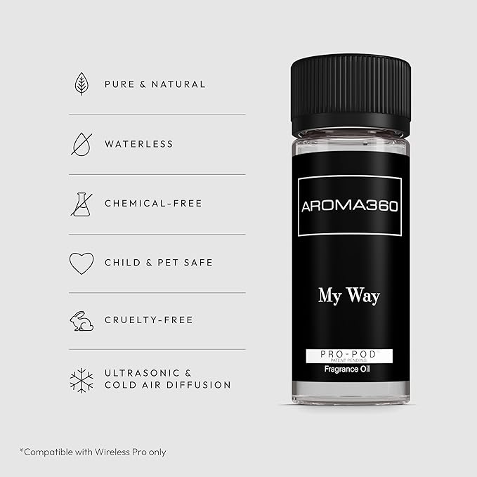 Aroma360 | My Way Pro-Pod Oil Blend | Luxury Hotel Inspired Diffuser Scent | Aromatherapy Scent Diffuser Oil | Tuscan Leather, Sandalwood and Iris 1.7 fl oz, 50 mL - Bloomnest
