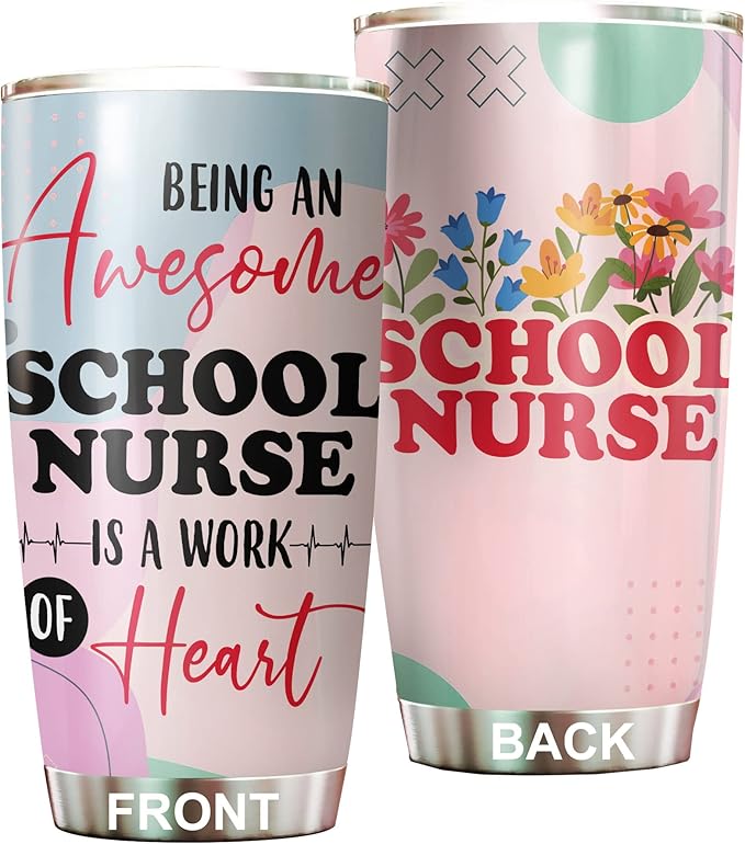 Stainless Steel 20oz Tumbler, Funny School Nurse Appreciation Gifts - Bulk For Birthday, Christmas, Nurses Day Gifts For Women, Men - Coffee Cup - Bloomnest