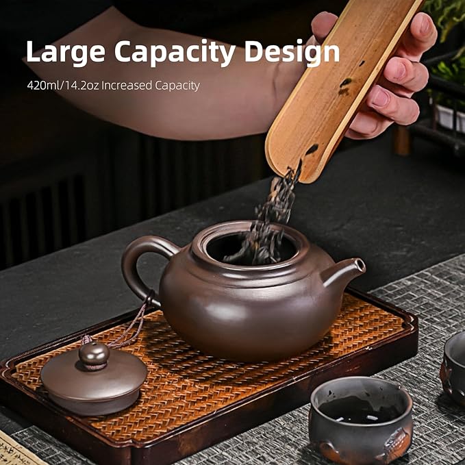 Yixing Purple Clay Tea Pot, Chinese Handmade Xishi Teapot, Pottery Zisha Sand Mud Kungfu Tea Set Kettle 14oz Zini - Bloomnest