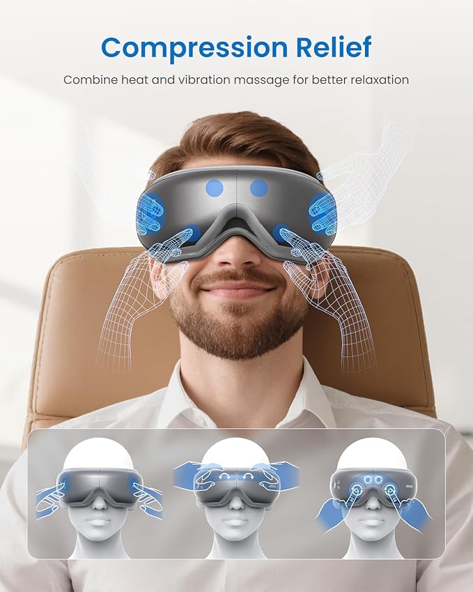 RENPHO Eyeris 1 Eye Massager with Heat, Christmas Birthday Gifts for Women Men Mom Dad Her Him, FSA Eligible HSA Eye Mask for Migraine, Smart Sleep Mask for Dry Eyes Relax, Reduce Strain - Bloomnest