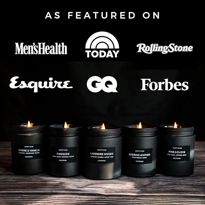 Craft & Kin Premium Pine & Clove Candle | Black Christmas Scented Candles for Home | Christmas Tree Candle | Long Lasting with 45 Hour Burn Time, 7.6oz | Soy Holiday Candles | Aromatherapy at Home - Bloomnest