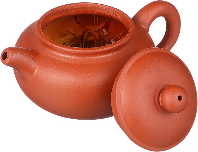 TEHAUX Small Purple Clay Teapot Traditional Handmade Pottery Teapot Ergonomic Handle Chinese Style Tea Kettle for Loose Tea Brewing - Bloomnest