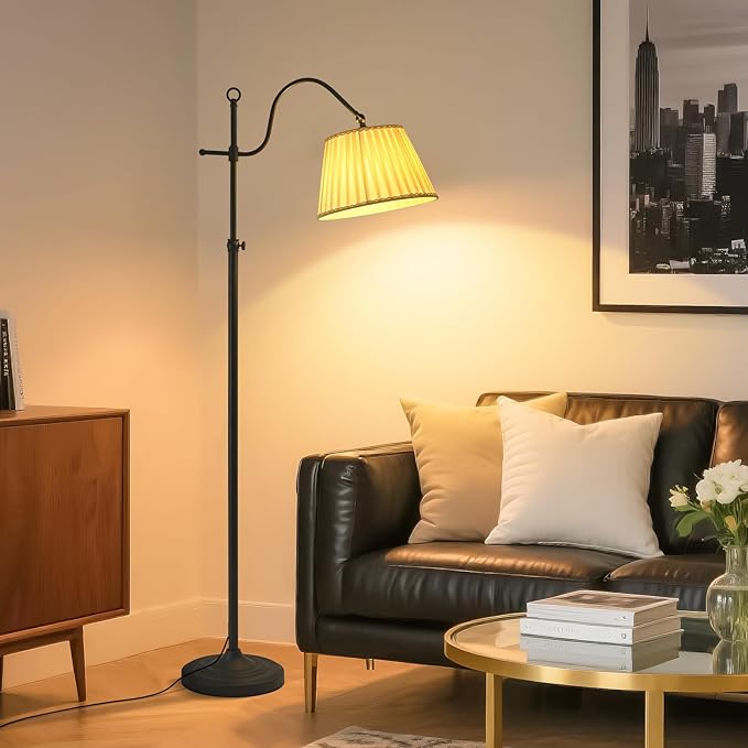Smart 12W LED Floor Lamps Adjustable Brightness and Color, Black Retro Modern Boho Home Decor, Living Room Sofa Corner Bedroom Bedside Office Reading Standing Tall Lights