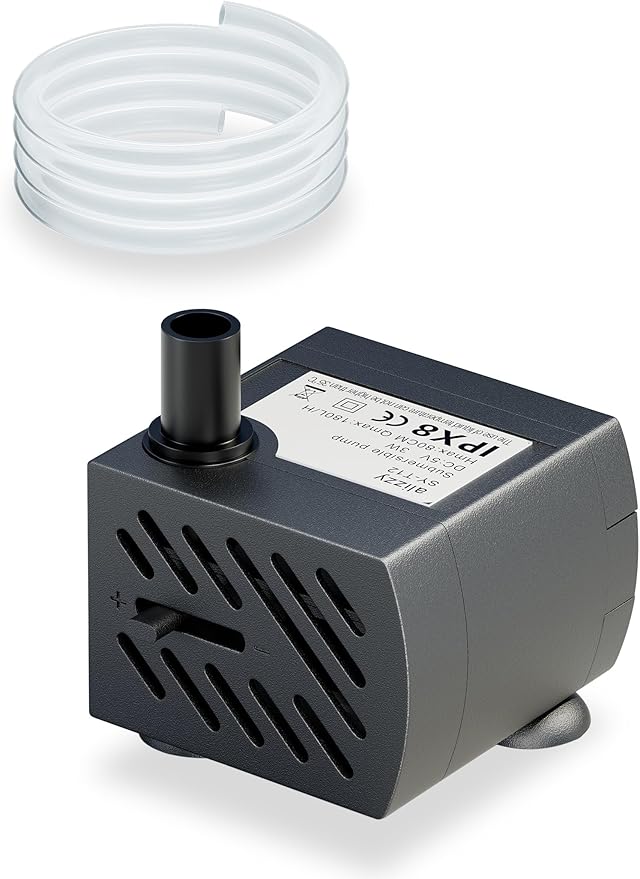 alizzy 50GPH(180L/H) Small Aquarium Pump, 3w Ultra Quiet Submersible Water Pump with 1.6ft Tubing for Fountain, Fish Tank, Hydroponic and Pet - Bloomnest