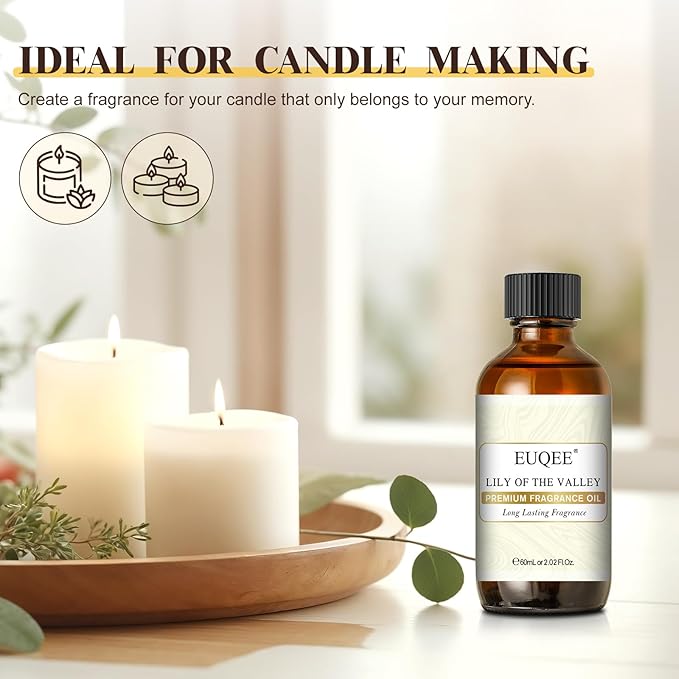 EUQEE 60ML Lily of The Valley Fragrance Oil Premium Essential Oil with Glass Dropper for Diffuser, Soap Candle Making - 2.02 Fl oz - Bloomnest
