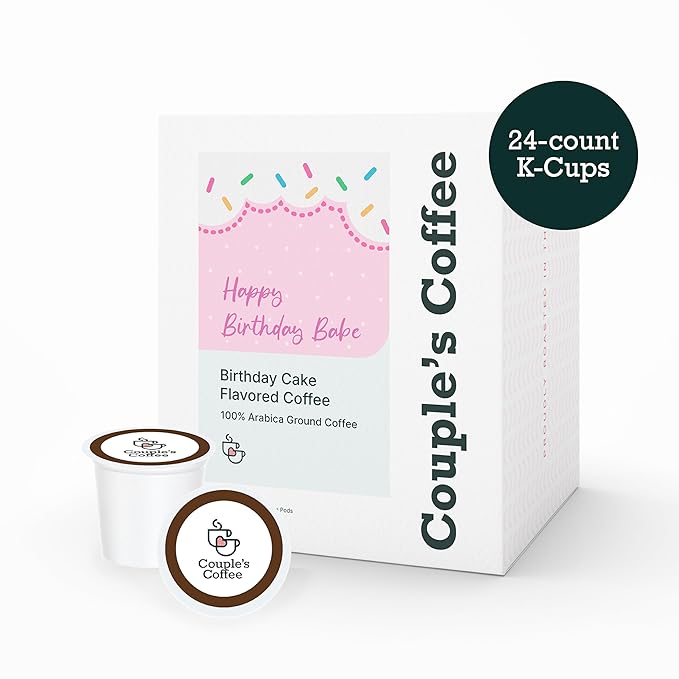 Couple's Coffee K-Cups | Vanilla Cake Flavored Coffee | Gives Back to Military Families | Happy Birthday Babe | Gourmet Flavored Ground Coffee with Birthday Cake and Icing Flavors | Compatible with K-Cups & Single Serve Brewers | 24 Count - Bloomnest