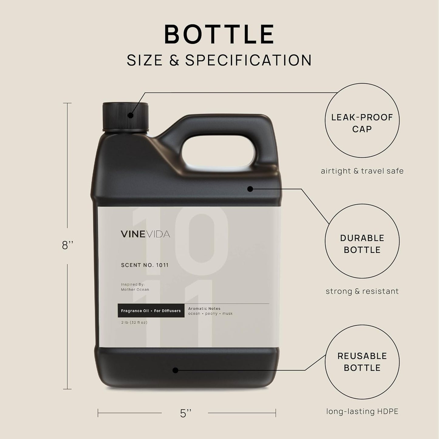 VINEVIDA (32oz) Hotel Fragrance Collection Diffuser Oil - Hotel Scents Diffusers for Home - Cold Air Diffuser Oil - Hotel Scent Essential Oil - Scent No.1011 Inspired by Mother Ocean