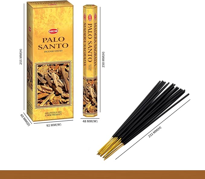 HEM Palo Santo Incense Sticks – (120 Sticks, 6 Boxes Inside) - 9 Inches Long,| Aromatherapy | Long-Lasting Relaxation & Meditation | Calming & Cleansing Incense for Home, Yoga & Spiritual Use.