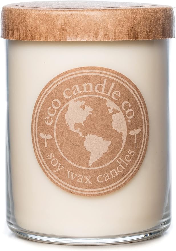 Eco Candle Co. Recycled Candle, Warm Vanilla, 18 oz. Double Wick - Scents of Rich Vanilla - 100% Soy Wax, No Lead, Kraft Paper Label & Lid, Hand Poured, Phthalate Free, Midwest Grown Soybeans - Bloomnest