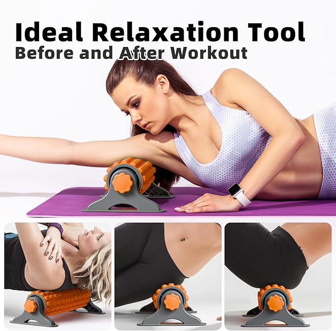XL IT Band Firm Foam Roller with Resistance Holder - 17 inches - Exercise Roller for IT Band Issues, Deep Tissue Muscle Massage, Muscle and Back Roller for Fitness, Gym Equipment (Orange) - Bloomnest
