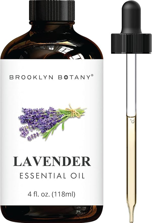 Brooklyn Botany Lavender Essential Oil - Huge 4 Fl Oz - 100% Pure and Natural - Premium Grade with Dropper - for Aromatherapy and Diffuser - Bloomnest