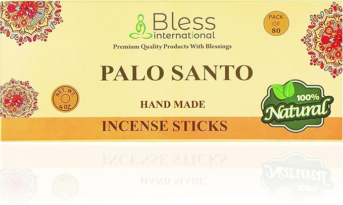Bless-Palo-Santo 100%-Natural-Handmade-Hand-Dipped-Incense-Sticks Organic-Chemicals-Charcoal-Free Purification-Relaxation-Positivity-Yoga-Meditation Best-Woods-Scent (80 Sticks (4.20 OZ)) BlessInternational