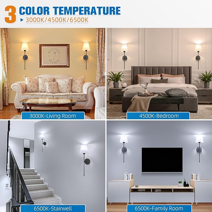 NIORSUN Battery Operated Wall Sconce Set of 2,Black Rechargeable Wall Lights with 5200mAh Dimmable Detachable Bulbs and Remote, 10 Colors Wireless Wall Lamps for Bedroom Living Room Hallway Decor - Bloomnest