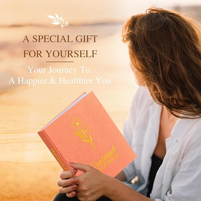 Lanpn Daily Gratitude Journal for Woman Men, 4 Month Mindfulness & Affirmation Planner, 7.8"x9.2" The 5 Minute Grateful Diary, Guided Reflection with Positivity Prompts Undated Notebook, Brick Red - Bloomnest