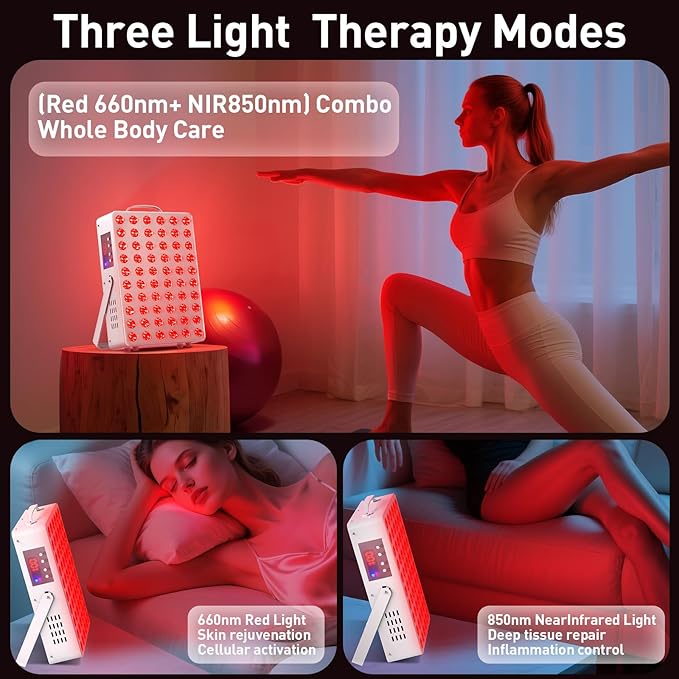 Cholas Red Light Therapy Panel for Face and Body, 150W with 60 Dual Chip LEDs, 660nm Red Light and 850nm Near Infrared, 3 Modes Adjustable Brightness and Timer, Gifts for Men Women Cholas