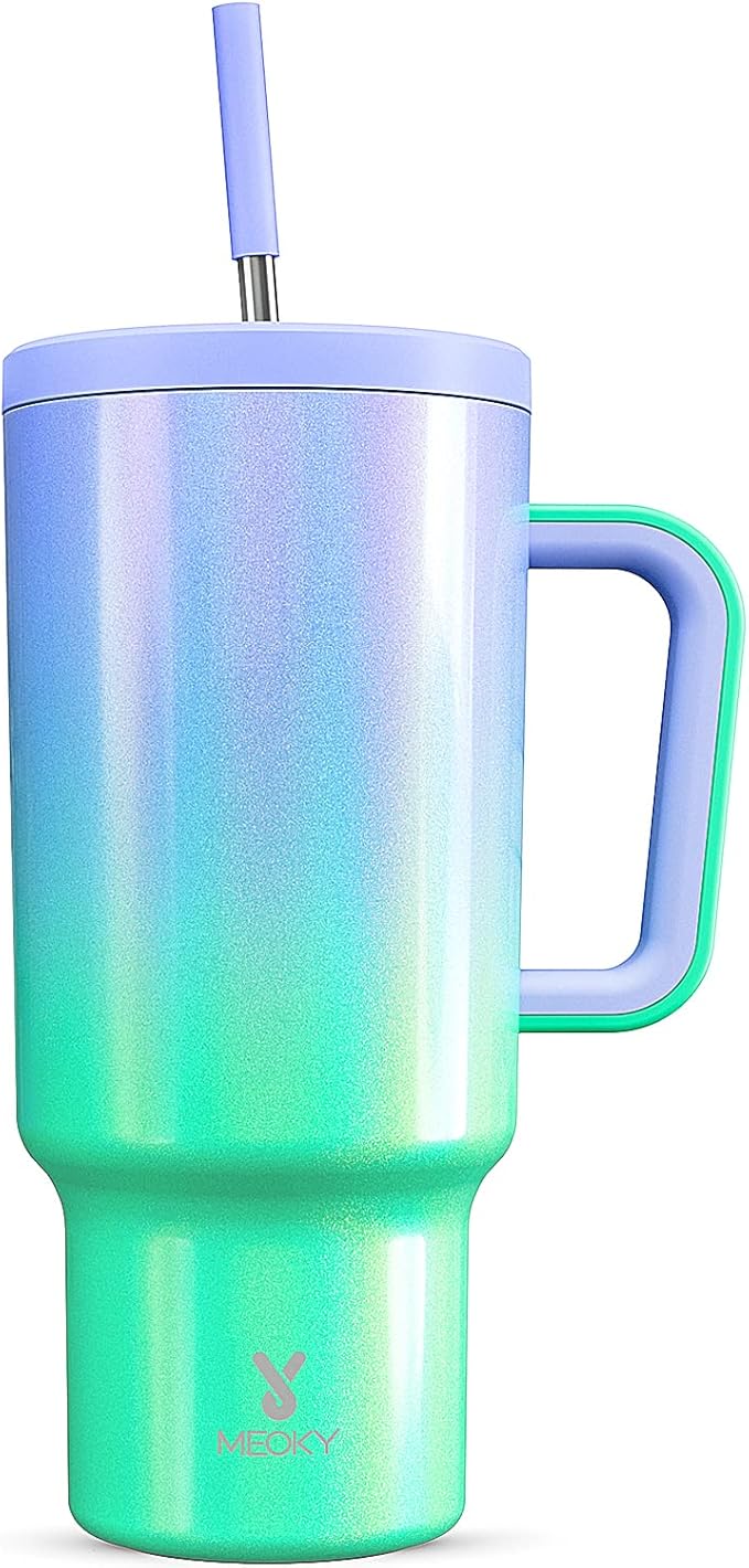 Meoky 40oz Tumbler with Handle, Leak-proof Lid and Straw, Insulated Coffee Mug Stainless Steel Travel Mug, Keeps Cold for 34 Hours or Hot for 10 Hours (Fairyland) - Bloomnest