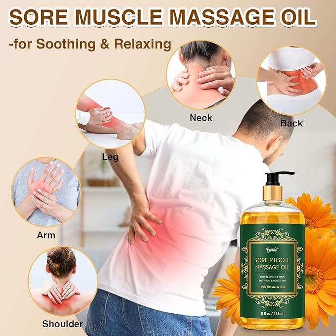 2 Pack Body Massage Oil for Massage Therapy, Sore Muscle Arnica Oil & Lavender Massage Oil for Pain Relief, Massage Relaxing Oil for Calming, Soothes Joints & Muscle, Spa Gift for Him Her - Bloomnest