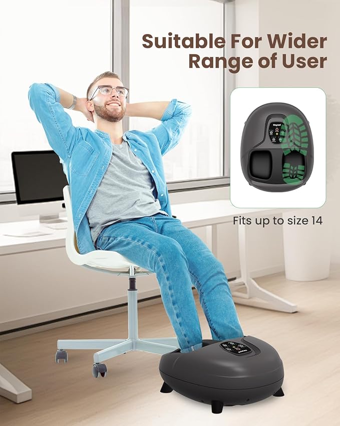 Shiatsu Foot Massager Machine with Heat,Feet Massager for Plantar Fasciitis Neuropathy, Soles & Instep Heating, Remote Control, Up to Men Size 14, Gift for Mom Dad - Bloomnest