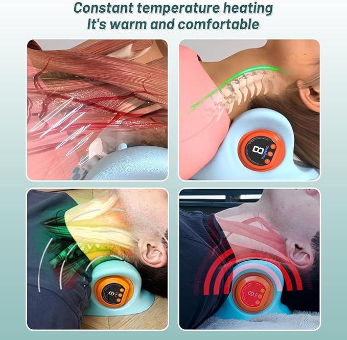 Neck Massager, Masajeador de Cuello, 3 Modes Electric Neck and Shoulder Relaxer Pillow, with Heat 26° Angle Cervical Traction Device for Pain Relief Deep Tissue - Bloomnest
