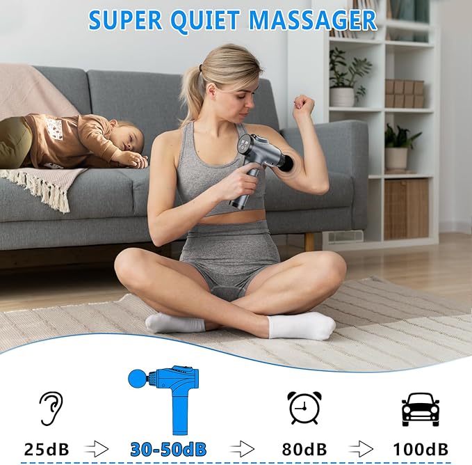Massage Gun, Muscle Massage Gun for Athletes Handheld Electric Deep Tissue Back Massager, Percussion Massage Device for Pain Relief with 30 Speed Levels 9 Heads - Bloomnest