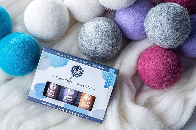 Woolzies Laundry Collection Essential Oil Set | 100% Pure Therapeutic Grade Aromatherapy Oil | Use with Wool Dryer Balls or Oil Diffuser | Gift Set Includes Pure Fresh, Still Breeze, Citrus Clean - Bloomnest