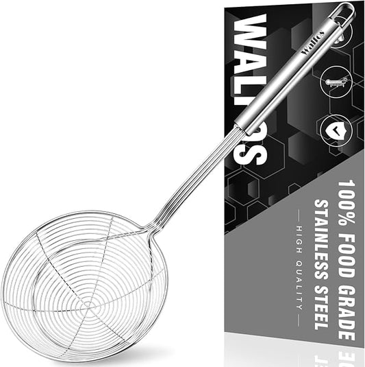 Walfos Spider Strainer - 5.5 Inch Stainless Steel Fryer Scoop, Kitchen Spider Skimmer Strainer With Handle, For Cooking Deep Fryer, Pasta, Spaghetti, Noodle, Vegetables, Egg - Bloomnest