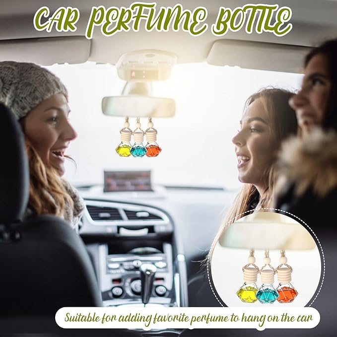 60 Pcs Hanging Car Air Freshener Car Diffuser Bottle Empty Glass Perfume Bottles Air Freshener Diffuser Bottle Pendant for Essential Oils Fragrance Aromatherapy Ornament Decor (Classic Style) - Bloomnest