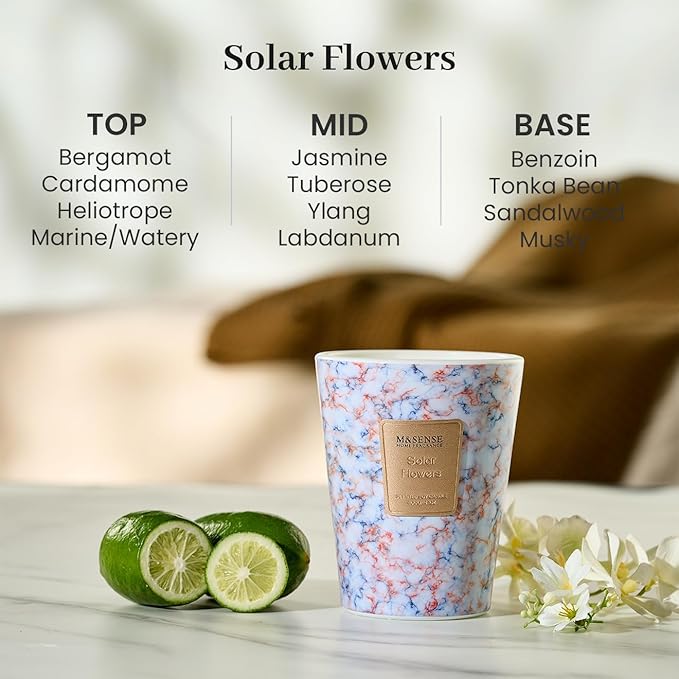 M&SENSE SolarFlowers Scented Candles for Home, Lead-Free Wick Highly Scented Jar Candles, 14.1 Oz 80 Hours Lasting Burning Candles Gifts for Women, Relaxing Aromatherapy Candle for Stress Relief - Bloomnest