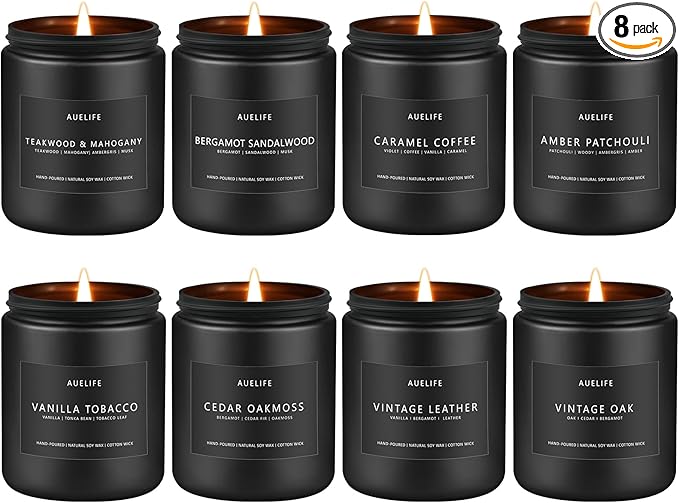 Scented Candles Set - 8 Pack Soy Jar Candle for Home Scented, Aromatherapy Candle Gifts for Men, Women and Birthday, Masculine Home Fragrance Candle - Bloomnest