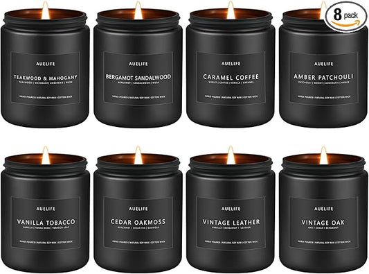 Scented Candles Set - 8 Pack Soy Jar Candle for Home Scented, Aromatherapy Candle Gifts for Men, Women and Birthday, Masculine Home Fragrance Candle - Bloomnest