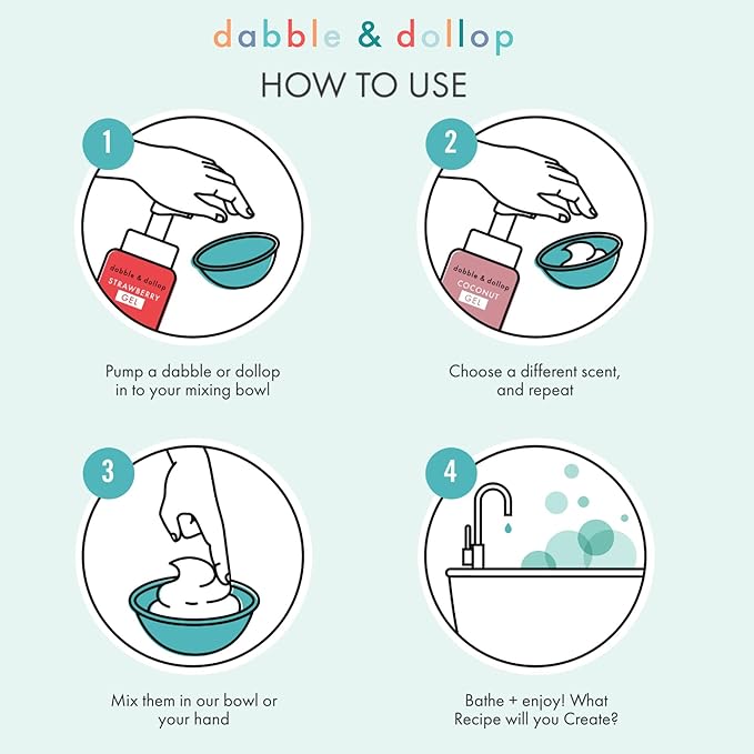 Dabble & Dollop Tropical Mini Bath Bombs & Coconut Shampoo, Body Wash and Bubble Bath for Kids - All Natural Scents, Resealable Pouch, Vegan, Gluten-Free, Cruelty-Free (Pack of 2) - Bloomnest