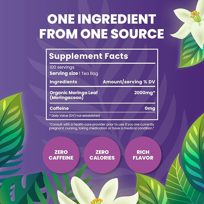 Organic Moringa Herbal Tea — 100 Tea Bags | Eco-Friendly Tea Bags | Non-GMO Caffeine Free Tea With Zero Sugar | Cederberg Tea Company. - Bloomnest