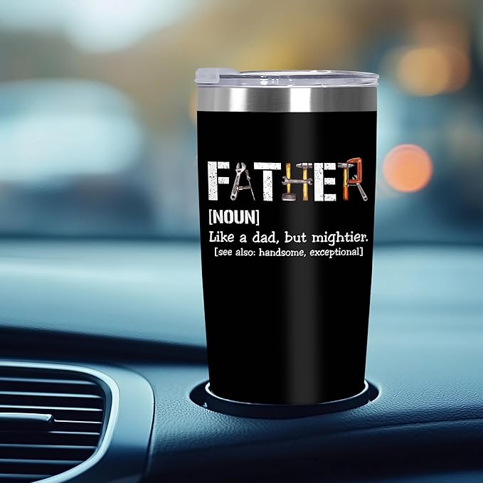 TEEZWONDER Christmas Birthday Gifts for Dad from Daughter Son - Stainless Steel Insulated Coffee Tumbler with Lid 20 oz - Funny Gifts from Kids, Mens Birthday Gift Ideas - Bloomnest