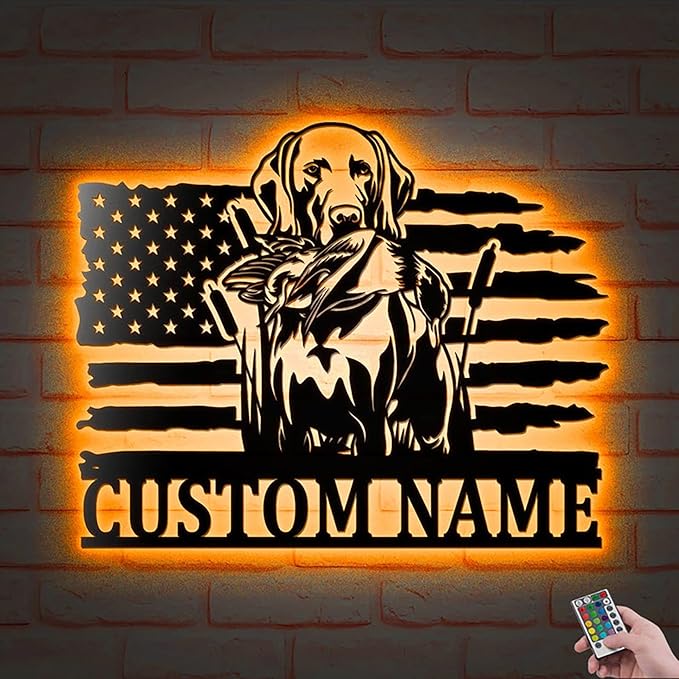Lovely POD Personalized Hunting Metal sign, Hunting Art, Custom US Deer Hunting Metal Wall Art With Led Lights, Personalized Hunter Name Sign Decoration For Room, Buck Head Deer Outdoor Home Decor - Bloomnest