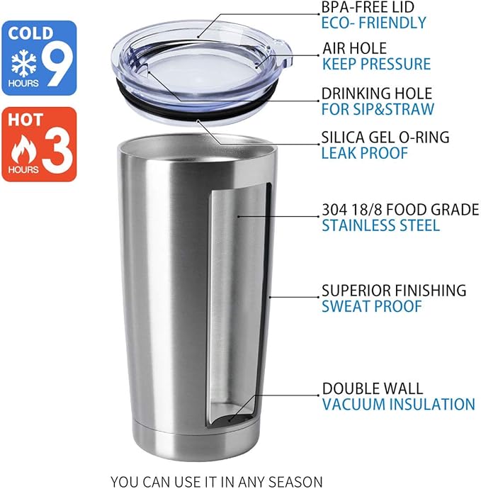 HASLE OUTFITTERS 20oz Tumblers Bulk Stainless Steel Cups with Lid Double Wall Vacuum Insulated Coffee Mugs for Cold & Hot Drinks Pack - Bloomnest