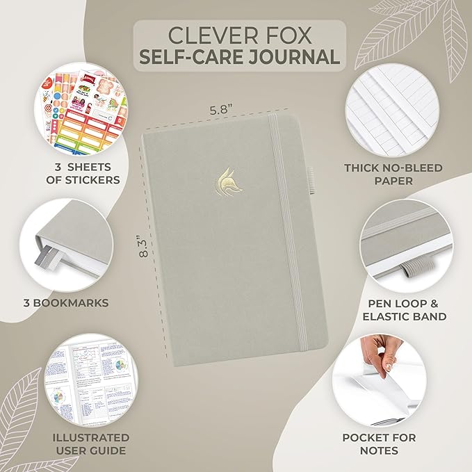 Clever Fox Self-Care Journal – Daily Reflection Notebook – Mental Health & Personal Development Planner, Meditation & Mood Log, A5 (Foggy Alps) - Bloomnest
