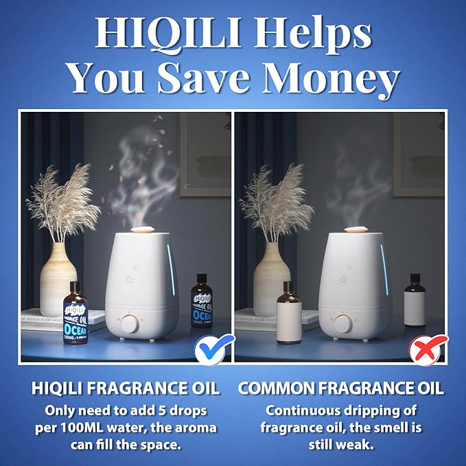 HIQILI Ocean Essential Oil 100ml - Clean Fresh Fragrance Oil for Home Diffuser, Laundry, Car Freshies, Aromatherapy, Candle Soap Perfume Making Kit 3.38 Fl Oz HIQILI