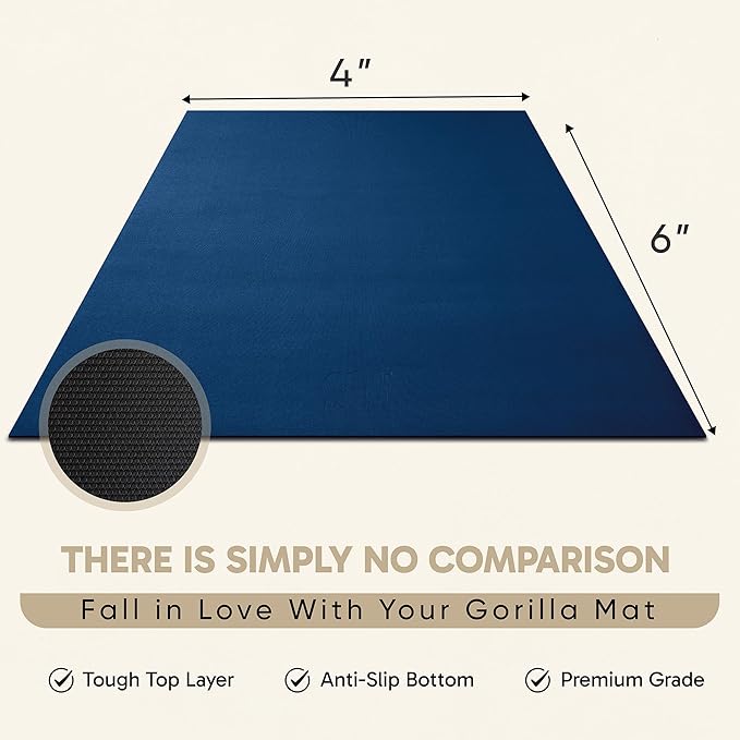 Gorilla Mats Premium Large Exercise Mat – 6' x 4' x 1/4" Ultra Durable, Non-Slip, Workout Mat for Instant Home Gym Flooring – Works Great on Any Floor Type or Carpet – Use With or Without Shoes - Bloomnest
