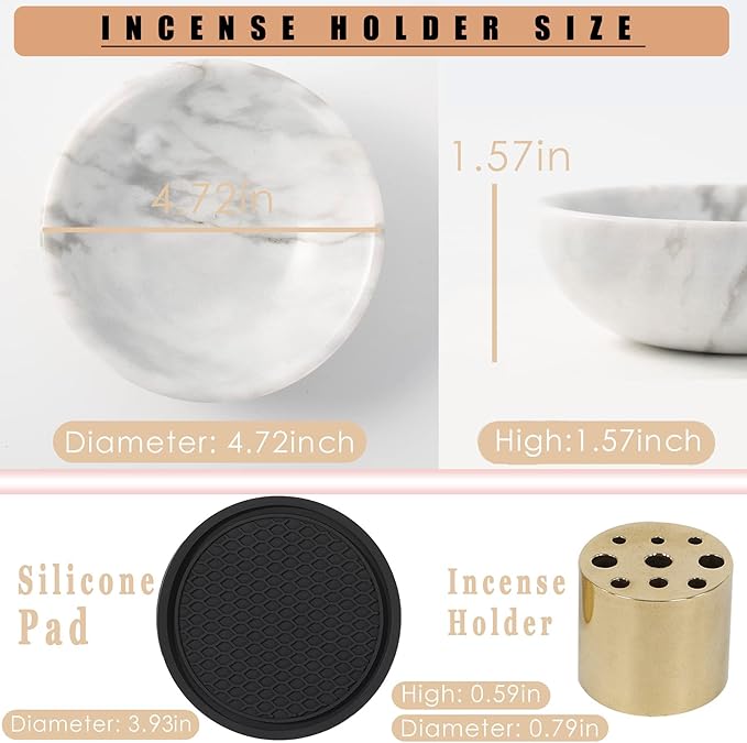 Incense Holder, Natural Marble Incense Holder for Sticks with 9 Incense Holes, Handmade Incense Stick Burner Ideal for Smudging, Decoration - Bloomnest