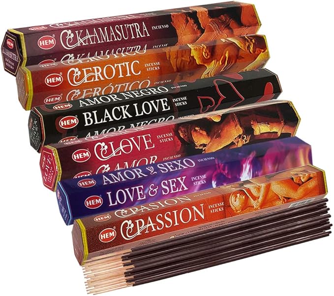 Hem Incense Sticks Variety Pack #24 and Incense Stick Holder Bundle with 6 Love Themed Fragrances - Bloomnest