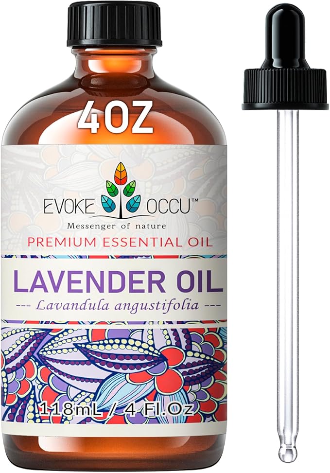 EVOKE OCCU Lavender Essential Oil for Sleeping Aid in The Bedroom, Relaxation in The Office Living Room & DIY Wool Dryer Balls - 4 Fl Oz - Bloomnest